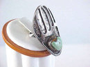 Bear Claw Ring Unusual Green Turquoise Sterling Cast Vintage