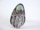 Bear Claw Ring Unusual Green Turquoise Sterling Cast Vintage