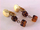 Tortoise Lucite Earrings Drops Clips Vintage