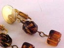 Tortoise Lucite Earrings Drops Clips Vintage