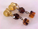 Tortoise Lucite Earrings Drops Clips Vintage