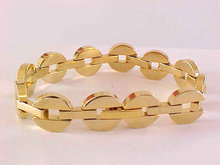 MOD Circle Bar Bracelet Chunky Gold Tone Hidden Clasp Vintage