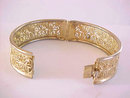 Floral Filigree Bracelet Hinged Art Deco Bangle Locking Vintage