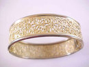Floral Filigree Bracelet Hinged Art Deco Bangle Locking Vintage