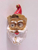 Googly Eye Santa Pin Vintage Enamel Christmas