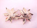 Double Poinsettia Pin Signed BJ Enamel Vintage Christmas