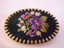 Petit Point Pin Black Background Oval Bezel Vintage