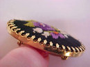 Petit Point Pin Black Background Oval Bezel Vintage