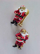 Santa Claus Earrings Christmas Clip Ons Enamel
