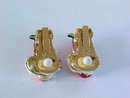 Santa Claus Earrings Christmas Clip Ons Enamel