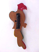 Parrot Pin Vintage Carved Wood 3D Hand Painted Beautiful 3 Inches