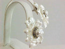 Satin Floral Earrings White Resin Pierced RSs