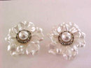 Satin Floral Earrings White Resin Pierced RSs