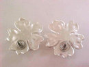Satin Floral Earrings White Resin Pierced RSs