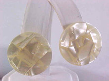 MOP Disc Button Earrings Inlaid Look Vintage Pcd Posts