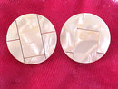 MOP Disc Button Earrings Inlaid Look Vintage Pcd Posts