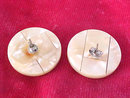MOP Disc Button Earrings Inlaid Look Vintage Pcd Posts
