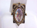 Aurora Borealis Scalloped Navette Earrings Antiqued TARA