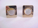 Mother Of Pearl Cuff Links Gold Tone Rectangles Circles Vintage
