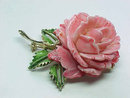 PELL Rose Pin Brooch Resin Gold Tone Vintage