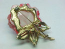 PELL Rose Pin Brooch Resin Gold Tone Vintage