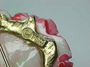 PELL Rose Pin Brooch Resin Gold Tone Vintage