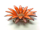 Huge 1960s Flower Power Pin Brooch Orange Brown Vintage 3 Inches