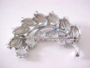 White Enamel Spray Pin Navette Insets Vintage Summer! Sign