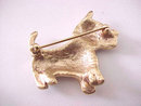 Rhinestone Scottie Dog Pin Loaded Vintage Grn Eye