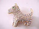 Rhinestone Scottie Dog Pin Loaded Vintage Grn Eye