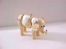 Unique Elephant Pendant Double Imitation Pearl Belly Vintage