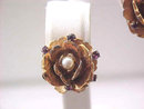 Purple Rose Earrings Rhinestones Imitation Pearls Vintage