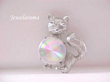 Jewelarama Cat Pin Vintage Aurora Borealis Disc Kitty