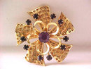 Purple Layered Pin/Pendant Vintage Open Work Prong Set