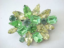 Mixed Greens Pin Rhinestones Vintage So Pretty!
