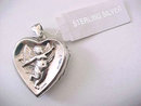Sterling Cherub Locket Heart Pendant Italy Putti Cupid Left Handed Vintage NWT