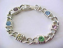 Vintage Pastel Bracelet Rhinestones Chain Link