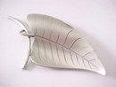 Sterling Leaf Pin Brooch Signed Vintage Matte 3 Inches