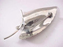 Sterling Leaf Pin Brooch Signed Vintage Matte 3 Inches