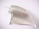 Sterling Leaf Pin Brooch Signed Vintage Matte 3 Inches