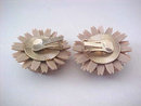 Taupe Flower Earrings Layered Rhinestone Cut Out Vintage LARGE