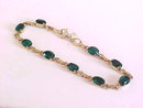 Green Oval Stone Bracelet Gold Filled Prong Set Signed Vintage Beautiful!