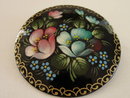 Russian Signed Lacquer Pin Floral Hand Painted