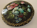 Russian Signed Lacquer Pin Floral Hand Painted