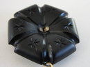 Victorian Mourning Pendant Antique Black Onyx Mabe Pearls Double Sided Carved