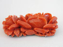 Victorian Carved Coral Roses Pin Pendant Salmon Deeply 14K Gold Vintage