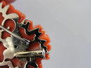 Victorian Carved Coral Roses Pin Pendant Salmon Deeply 14K Gold Vintage