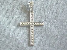 Gorgeous Sterling Marcasite Cross Pend,Bail