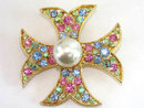 Vintage Multicolored Maltese Cross Rhinestones Decadent!