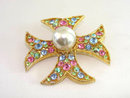Vintage Multicolored Maltese Cross Rhinestones Decadent!